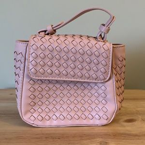 Sole Society faux leather light pink woven bag